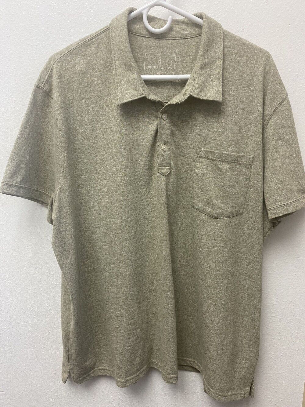 Mutual Weave Men's Polo Shirt Green Short Sleeve Casual Cotton Pocket Size XXL